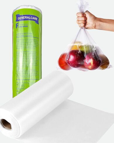 300-Count Crystal Clear BPA-Free Plastic Produce Bags Roll 12.5" x 16.5" Heavy-Duty Food Storage Bags for Kitchen in Saudi Arabia