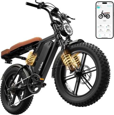 TST Electric Bike for Adults, 1500W Peak Motor 60 Miles Fat Tire Ebike with 48V 15Ah Removable Battery 20" Fat Tire Electric Bike, Dual Suspension，R002 in Saudi Arabia