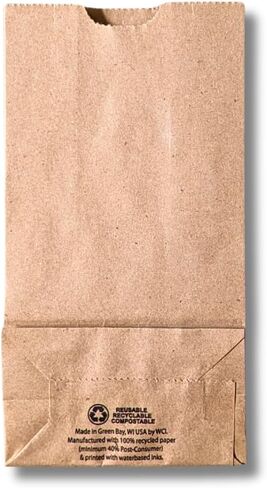 Heavy-Duty Paper Bags, 2 Lb Capacity, Natural Kraft Hardware Bags, 4.1"x 2.5"x 7.9" (250 Count) in Saudi Arabia