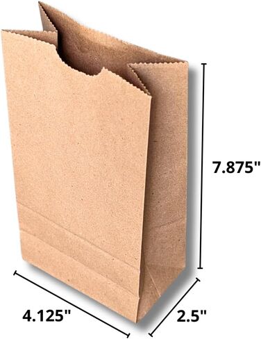 Heavy-Duty Paper Bags, 2 Lb Capacity, Natural Kraft Hardware Bags, 4.1"x 2.5"x 7.9" (250 Count) in Saudi Arabia