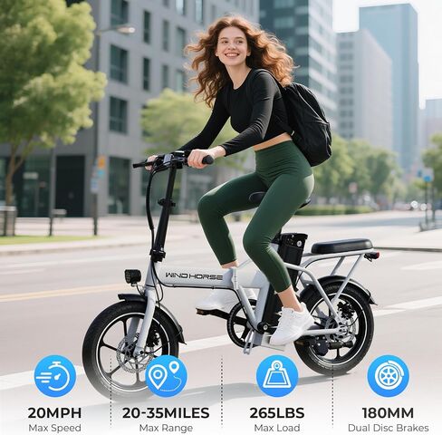 WINDHORSE 16"/ 20" Folding Electric Bike for Adults, 630W/ 983W Peak Electric Bicycle, 20MPH, 20-35/40-70 Miles Range, 288Wh/ 748.8Wh Removable Battery, UL Certified Commuter Ebike in Saudi Arabia