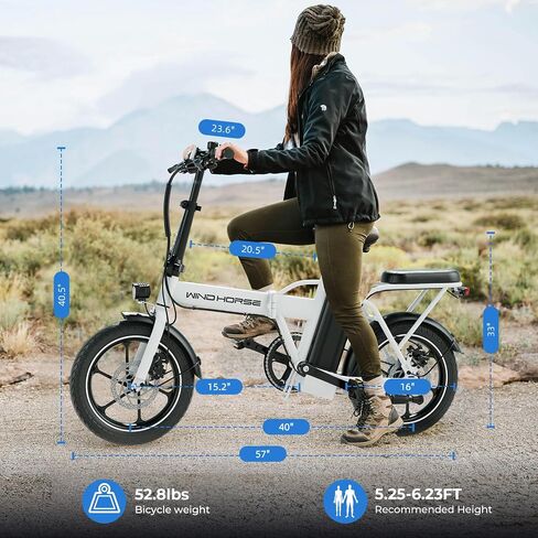 WINDHORSE 16"/ 20" Folding Electric Bike for Adults, 630W/ 983W Peak Electric Bicycle, 20MPH, 20-35/40-70 Miles Range, 288Wh/ 748.8Wh Removable Battery, UL Certified Commuter Ebike in Saudi Arabia
