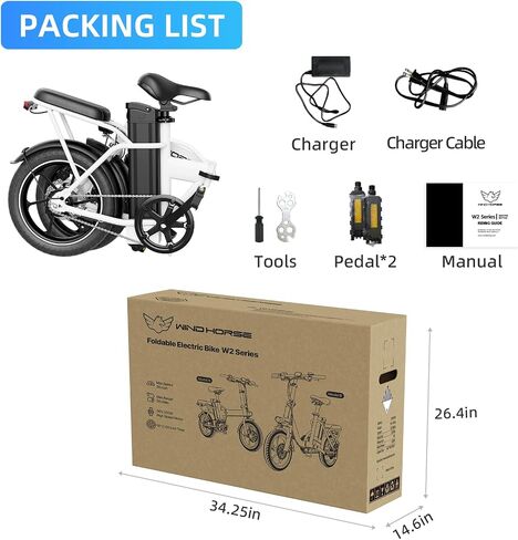 WINDHORSE 16"/ 20" Folding Electric Bike for Adults, 630W/ 983W Peak Electric Bicycle, 20MPH, 20-35/40-70 Miles Range, 288Wh/ 748.8Wh Removable Battery, UL Certified Commuter Ebike in Saudi Arabia