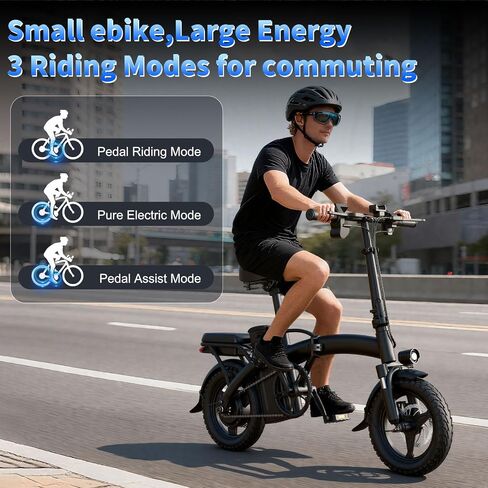 Folding Electric Bike for Adults, Foldable 14" Ebike for Teens | 1000W Peak, 48V 10Ah 480Wh, 45Mi PAS, UL2849, in Saudi Arabia