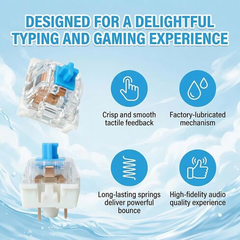 30Pcs Keyboard Clicker Fidget Toys, Blue 3Pin Keyboard Switches, Pre-Lubricated Clicky Key Switche, Dustproof Accurate Typing Tactile Feel Replacement for DIY Mechanical Gaming Keyboard 3D Prints in Saudi Arabia