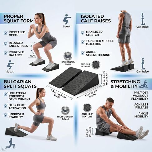 2 Pack Squat Wedge Block Set for Squats, Heel Elevated Squat Wedge for Improved Depth & Mobility, Non-Slip Workout Wedges for Weightlifting, Calf Stretching, Ankle Mobility & Home Gym Training in Saudi Arabia