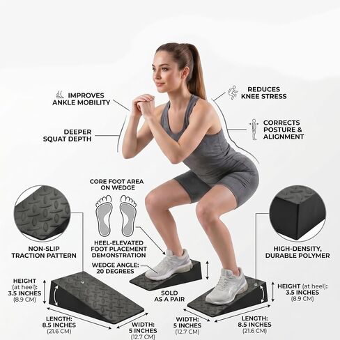 2 Pack Squat Wedge Block Set for Squats, Heel Elevated Squat Wedge for Improved Depth & Mobility, Non-Slip Workout Wedges for Weightlifting, Calf Stretching, Ankle Mobility & Home Gym Training in Saudi Arabia
