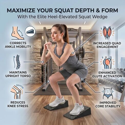 2 Pack Squat Wedge Block Set for Squats, Heel Elevated Squat Wedge for Improved Depth & Mobility, Non-Slip Workout Wedges for Weightlifting, Calf Stretching, Ankle Mobility & Home Gym Training in Saudi Arabia