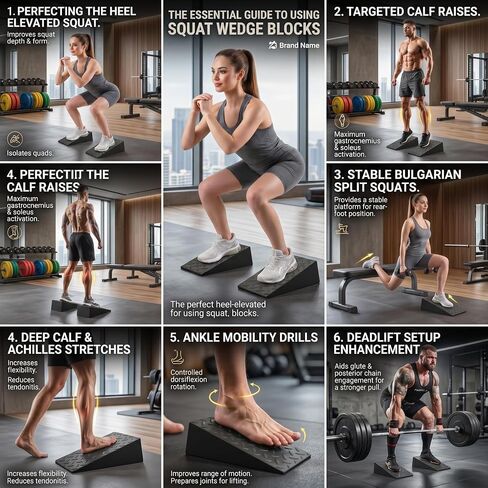 2 Pack Squat Wedge Block Set for Squats, Heel Elevated Squat Wedge for Improved Depth & Mobility, Non-Slip Workout Wedges for Weightlifting, Calf Stretching, Ankle Mobility & Home Gym Training in Saudi Arabia