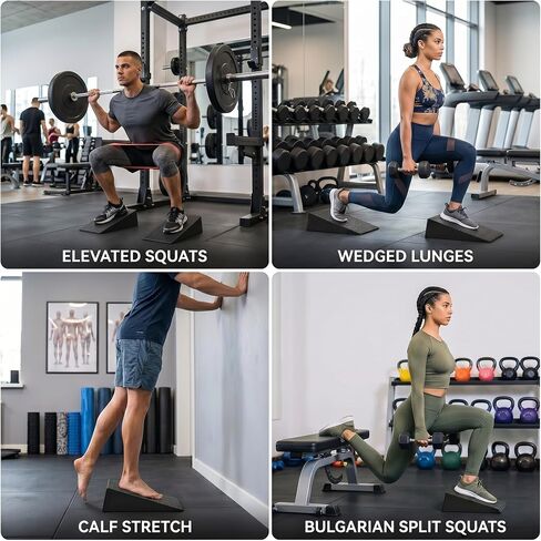 2 Pack Squat Wedge Block Set for Squats, Heel Elevated Squat Wedge for Improved Depth & Mobility, Non-Slip Workout Wedges for Weightlifting, Calf Stretching, Ankle Mobility & Home Gym Training in Saudi Arabia
