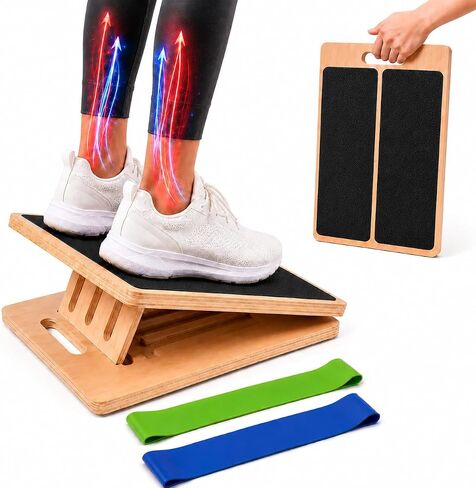 Slant Board for Exercise, 5-Position Adjustable Wooden Calf Stretcher, Portable Slant Board for Calf Stretching, Incline Board for Squats, Physical Therapy, Knee, Leg, Foot & Ankle Mobility in Saudi Arabia