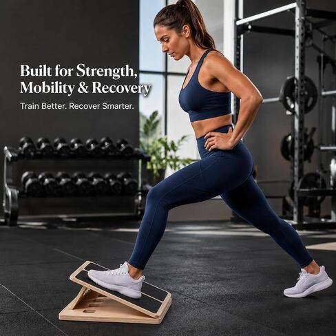 Slant Board for Exercise, 5-Position Adjustable Wooden Calf Stretcher, Portable Slant Board for Calf Stretching, Incline Board for Squats, Physical Therapy, Knee, Leg, Foot & Ankle Mobility in Saudi Arabia