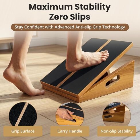 Slant Board for Exercise - 500 lb Weight Capacity, Calf Stretch Board, Stretch & Mobility Board for Physical Therapy Anti Slip Design with 5 Angle Adjustable Incline Board for Knee Ankle Pain Relief in Saudi Arabia