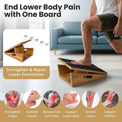 Slant Board for Exercise - 500 lb Weight Capacity, Calf Stretch Board, Stretch & Mobility Board for Physical Therapy Anti Slip Design with 5 Angle Adjustable Incline Board for Knee Ankle Pain Relief in Saudi Arabia