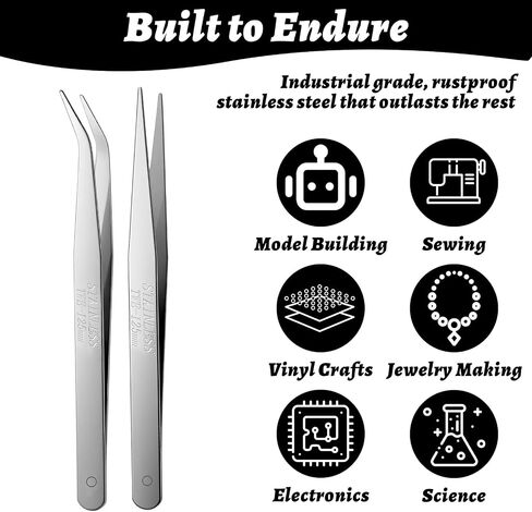 40 Pcs Stainless Steel Tweezers Set, Upgraded High Precision Tweezers, High-end Long Tweezer for Craft, Electronics, Soldering, Model, Laboratory Work, Jewelry-Making in Kuwait