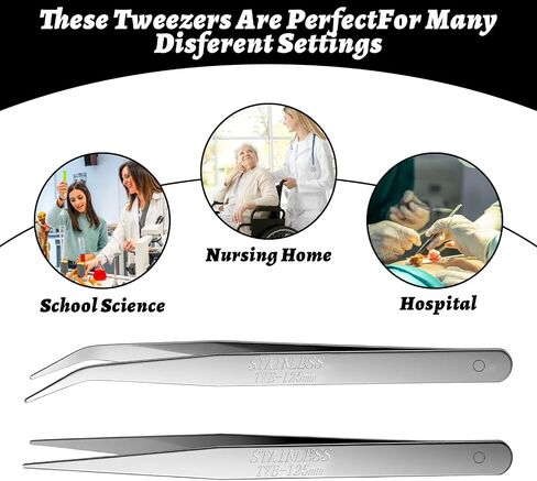 40 Pcs Stainless Steel Tweezers Set, Upgraded High Precision Tweezers, High-end Long Tweezer for Craft, Electronics, Soldering, Model, Laboratory Work, Jewelry-Making in Kuwait