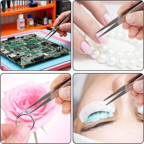 40 Pcs Stainless Steel Tweezers Set, Upgraded High Precision Tweezers, High-end Long Tweezer for Craft, Electronics, Soldering, Model, Laboratory Work, Jewelry-Making in Kuwait
