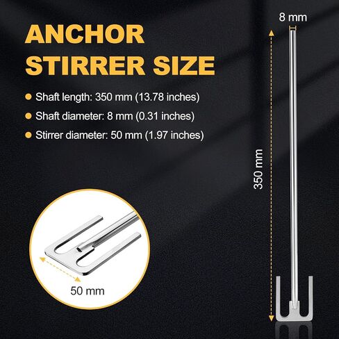 Anchor Stirring Rod, 304 Stainless Steel Lab Stirrer Paddle, Overhead Mixer Attachment for Lab Liquid Mixing in Saudi Arabia