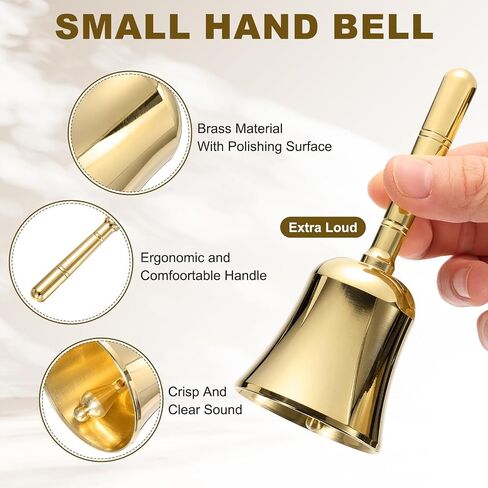 uxcell Loud Hand Bell, 2" Small Wedding Dinner Service Call Bells, Vintage Brass Jingle Bell for Restaurant, Seniors Bedside, Meditation, Gold Tone in Kuwait