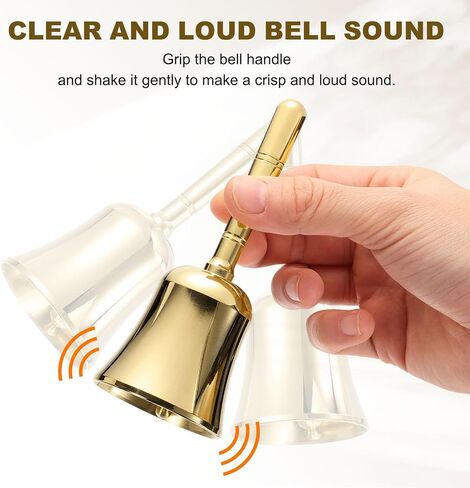 uxcell Loud Hand Bell, 2" Small Wedding Dinner Service Call Bells, Vintage Brass Jingle Bell for Restaurant, Seniors Bedside, Meditation, Gold Tone in Kuwait