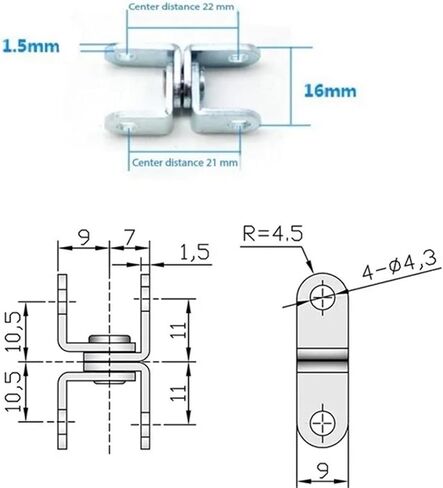 Hardware Galvanized Hinge Equipment Box Carbon Steel Shaft H-Type 1-inch CL256 1Pcs in Kuwait