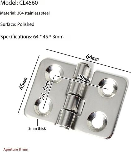 304 Stainless Steel Small Hinges Industrial Cabinet Thickened Folding 1Pcs(CL4560) in Kuwait