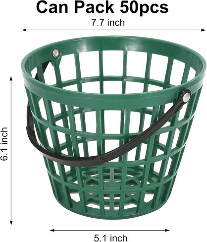 2PCS Green Plastic Golf Ball Basket and Bucket with Handle, 7.7×6.1 Inches Golf Ball Storage, Fits 40–50 Golf Balls in Kuwait