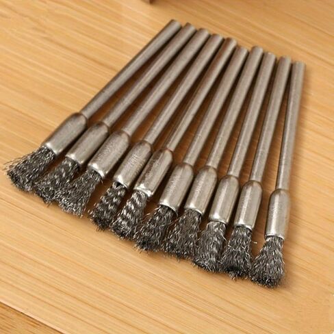 10 Pcs Wheel Wire Pen Brush Steel Cup Brush Rotary Tool Polishing Set Accessories Kit for Cleaning Grinding Polished in Kuwait