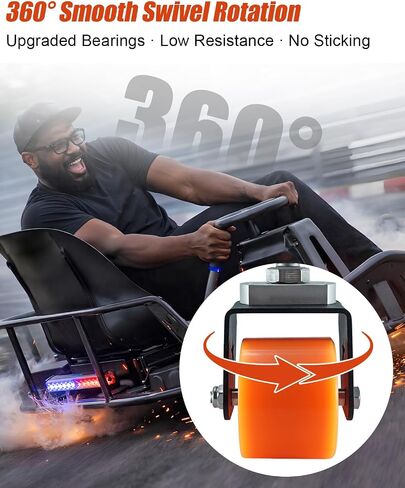 عبوتان من عجلات الانجراف المتوافقة مع Razor Crazy Cart XL DLX | عجلات عريضة 70 × 50 مم، محامل دوارة 360 درجة، استبدال مباشر، هيكل عالي التحمل، يتضمن مفتاح ربط in Kuwait