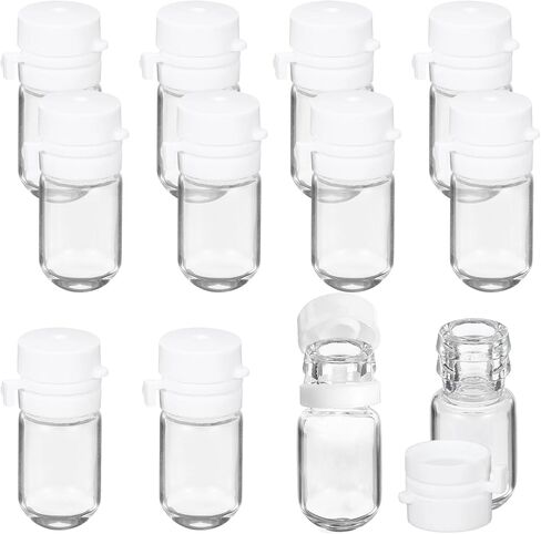 PATIKIL 12 Pcs Clear Glass Vials with Snap Top Cap, 3ml Small Liquid Sample Vial Leak-Proof Portable Liquid Storage Empty Vial for Perfume Essential Oil Reagents, White in Kuwait