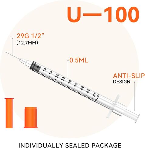 0.5ml/cc 29Ga 1/2 inch U-100，Disposable Lab Supplies, Individually Sealed Packaging 100 pack in Kuwait