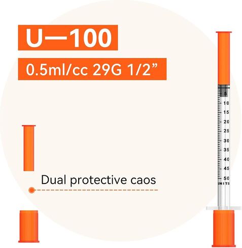 0.5ml/cc 29Ga 1/2 inch U-100，Disposable Lab Supplies, Individually Sealed Packaging 100 pack in Kuwait