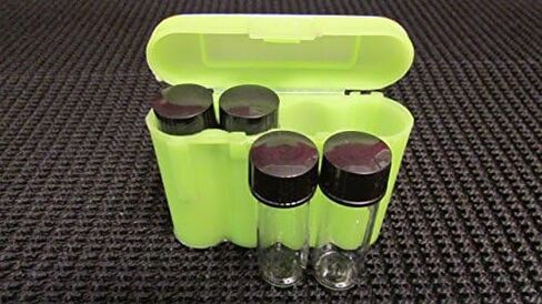 4 New 1 Dram Glass Vials and Vial Case Holder Interlocking Nesting Green in Kuwait