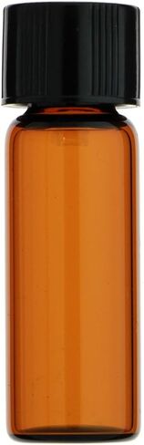 12-Pack 1/2 Dram Amber Vials Tall with Phenolic Black Lined Caps (Oils Perfume Prospecting Hobby Craft) in Kuwait