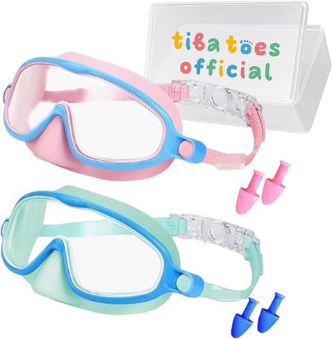 Clip-On Swim Goggles, Wide View Swim Goggles, Anti-UV Fog Pool Water, Adjustable Silicone Strap for 3-14 in Saudi Arabia