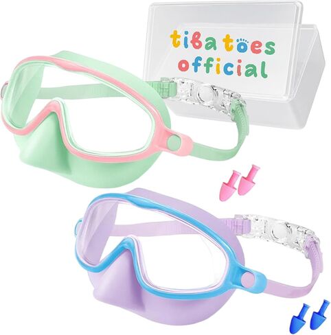 Clip-On Swim Goggles, Wide View Swim Goggles, Anti-UV Fog Pool Water, Adjustable Silicone Strap for 3-14 in Saudi Arabia