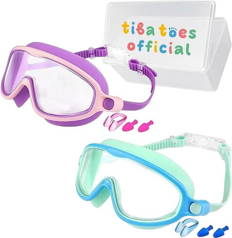 Clip-On Swim Goggles, Wide View Swim Goggles, Anti-UV Fog Pool Water, Adjustable Silicone Strap for 3-14 in Saudi Arabia