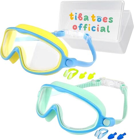 Clip-On Swim Goggles, Wide View Swim Goggles, Anti-UV Fog Pool Water, Adjustable Silicone Strap for 3-14 in Saudi Arabia