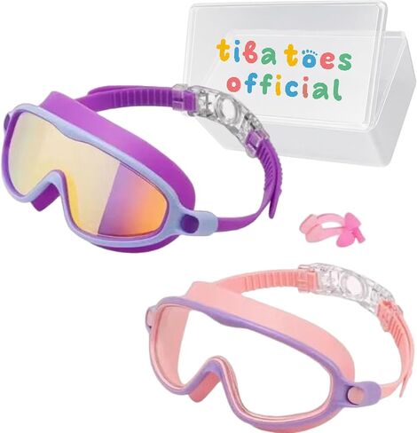 Clip-On Swim Goggles, Wide View Swim Goggles, Anti-UV Fog Pool Water, Adjustable Silicone Strap for 3-14 in Saudi Arabia