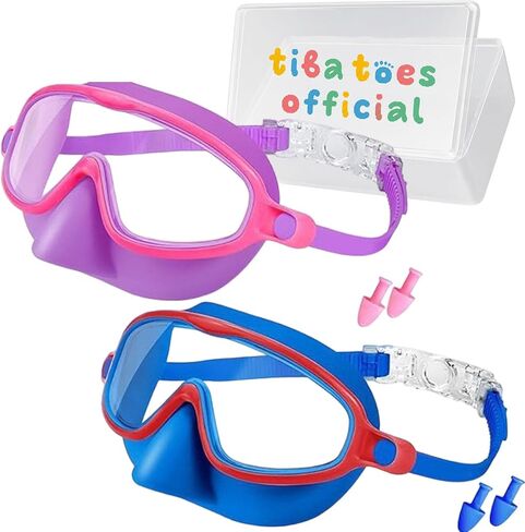 Clip-On Swim Goggles, Wide View Swim Goggles, Anti-UV Fog Pool Water, Adjustable Silicone Strap for 3-14 in Saudi Arabia