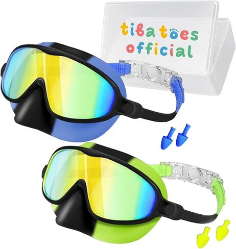 Clip-On Swim Goggles, Wide View Swim Goggles, Anti-UV Fog Pool Water, Adjustable Silicone Strap for 3-14 in Saudi Arabia
