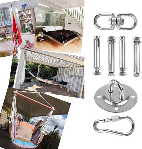 Holibanna Stainless Steel Hook Anchor Plate with Screws for Heavy Duty Screw Fixing, Sturdy Hammock Hook Suitable for Indoor and Outdoor Chairs in Kuwait