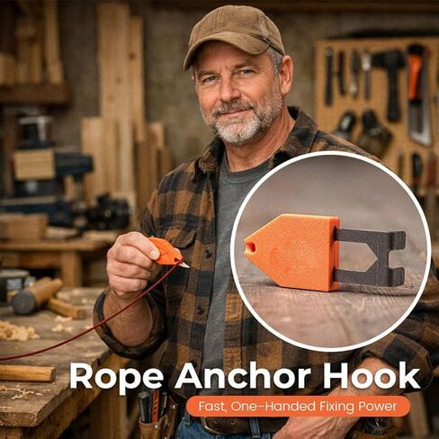 Rope Anchor Hook, Portable Chalk Line Anchoring Tool with One Handed Fixing Steel Pin for Woodworking Drywall Rope Management in Kuwait