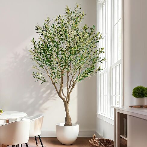 Tall Faux Olives Trees Large Artificial Olive Tree Indoor Outdoor Realistic Floor Plant Fake Plastic Flowers Plants for House Home Living Room Bedroom Office Front Porch Modern Farmhouse Decor in Saudi Arabia