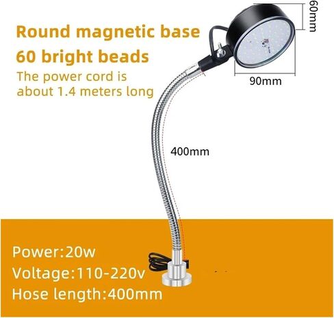 Led Workshop Working Lamp 12W 110-220V Flexible L40cm gooseneck Magnetic Base LED Work Lamp for Workbench Lathe Drill Press in Kuwait