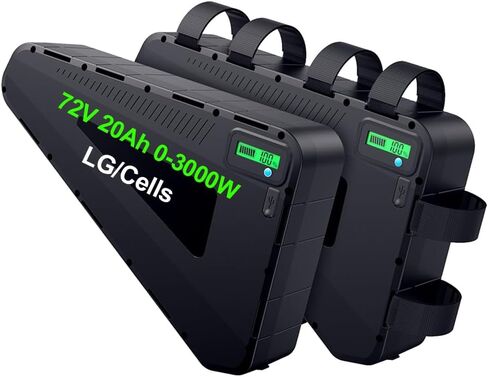 بطارية Ebike 72V 20Ah مع 60A BMS لـ 20000W 3000W 25000W مجموعة تحويل الدراجة الكهربائية - ترقية بطارية مثلث Ebike بطارية ليثيوم أيون (LG / خلايا) / شاحن متضمن in Kuwait