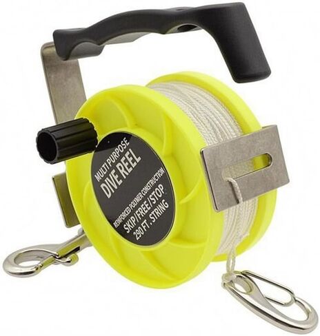 Adjustable Dive Reel Metal Spool-Guiding Structure Guiding Reel Round Spool for Divers, Fluorescent Yellow, 290FT Approx 88M in Saudi Arabia