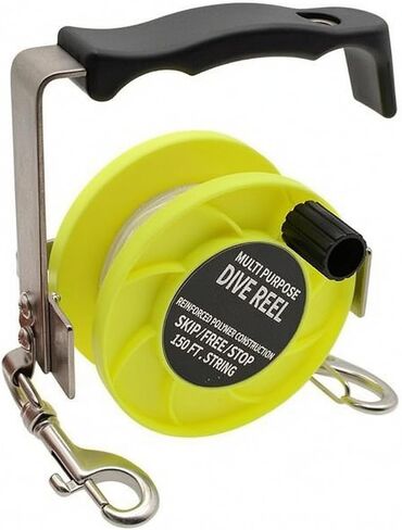 Qianly Adjustable Dive Reel Metal Frame Underwater Gear Round Spool for Divers, Fluorescent Yellow, 150FT Approx 45M in Kuwait