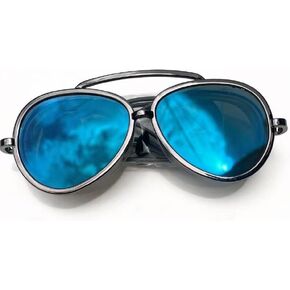 Fashion Aviator Swim Goggles, 2-in-1 Anti-Fog PC Lens Swim Glasses with Adjustable Strap, UV Protection Leak-Proof Swimming Goggles for Adult Men Women, Gold Frame Red Lens (Sapphire blue) in Kuwait