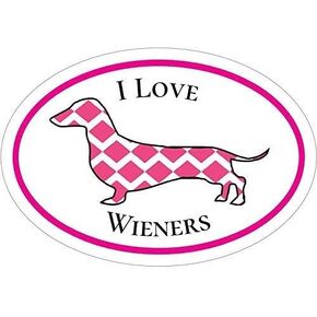 ملصق Dachshund - ملصق من الفينيل باللون الوردي I Love Wieners in Kuwait